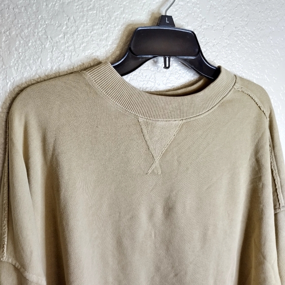 NWT Aerie Getaway Crewneck Sweatshirt Beige Sz M - Picture 2 of 8